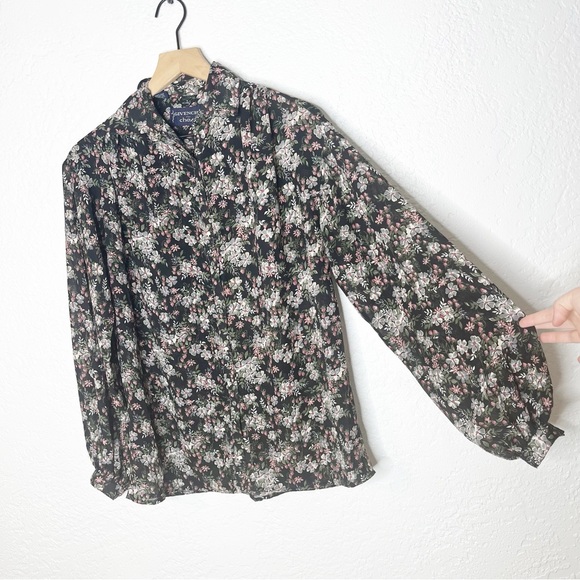 VINTAGE GIVENCHY Floral Blouse 70’s Button Front Size 4 - Picture 1 of 10